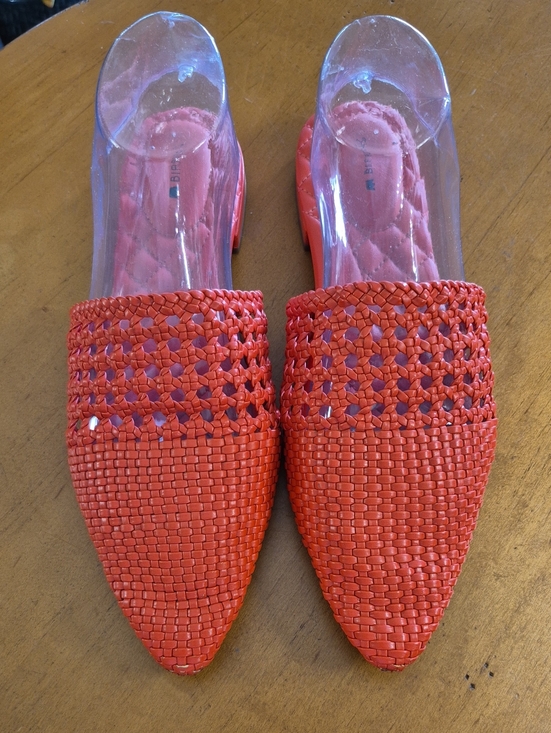 Birdies Shoes - Birdies Woven Slip-On Pointed Toe Mules — Orange. Size 9.5